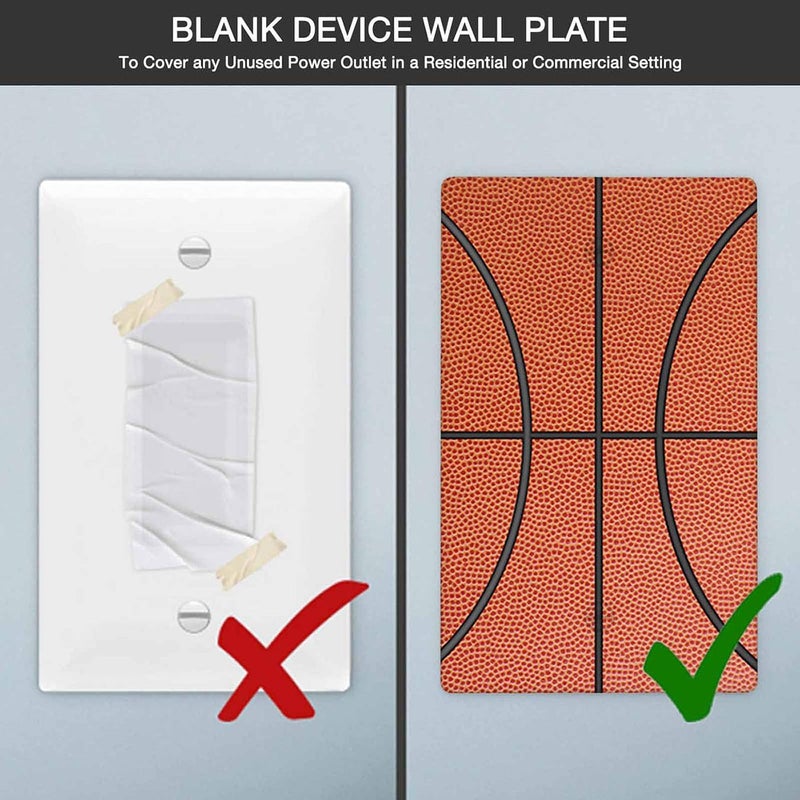 Moslion Basketball Lines Blank Wall Plate Light Switch Covers Black Stripes Ball Game Sports Orange Plug Outlet Cover Home Living Room Decor Office - Image 4